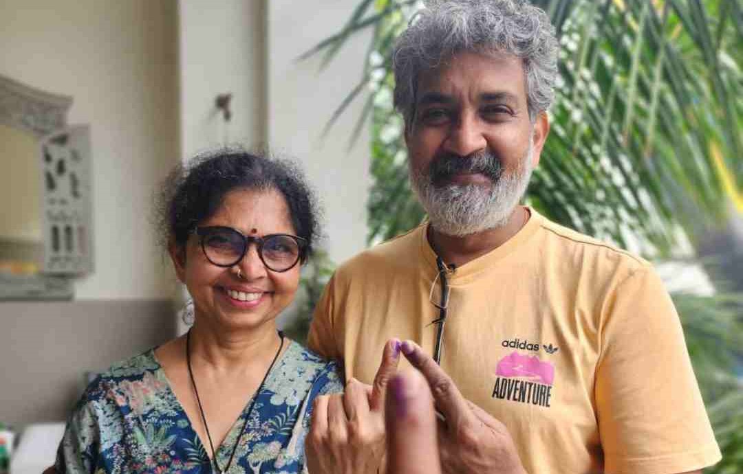 In Hyderabad, SS Rajamouli, his son, and his wife Rama cast ballots.