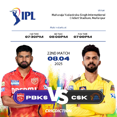 PBKS vs CSK – Apr 8, 2025 | Chandigarh | Match 22