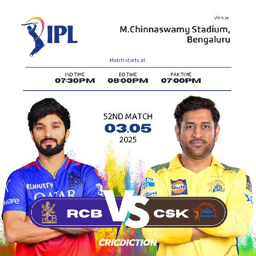 RCB vs CSK – May 3, 2025 @ M Chinnaswamy Stadium