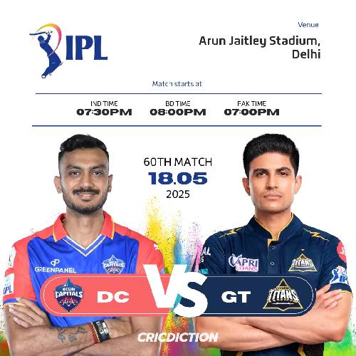 DC vs GT – May 18, 2025, Delhi | IPL 2025 Match 60