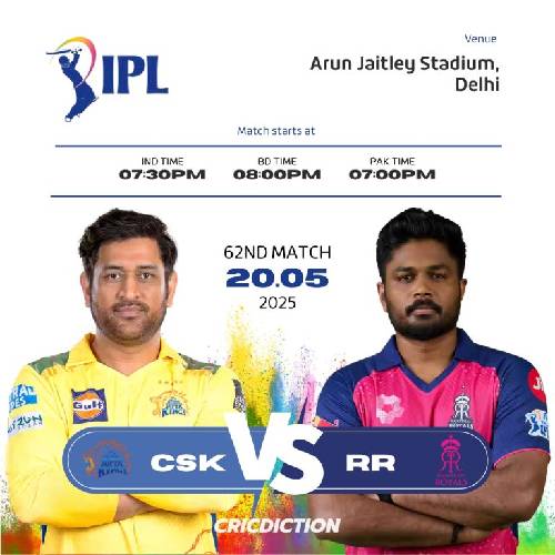 CSK vs RR – 20 May 2025, Delhi