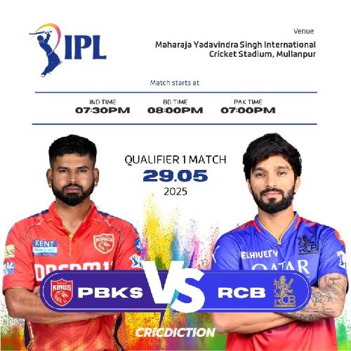 PK vs RCB Qualifier 1 – May 29, 2025, Mohali
