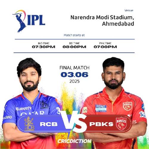 RCB vs PBKS IPL 2025 Final – June 3, Ahmedabad | Live Score & Commentary
