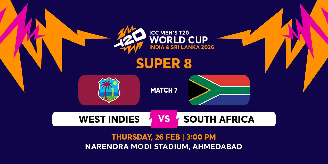 WI vs SA – 26 Feb 2026, Ahmedabad