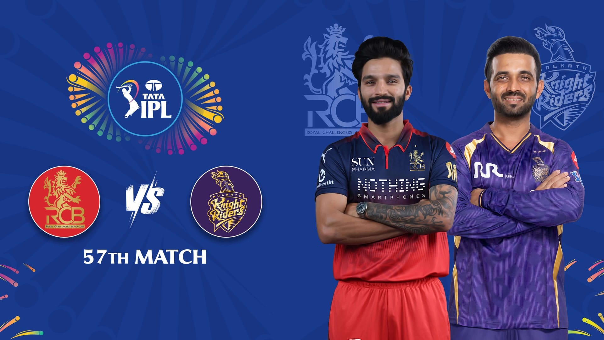 RCB vs KKR IPL 2026 | Match 57, May 13, 7:30 PM
