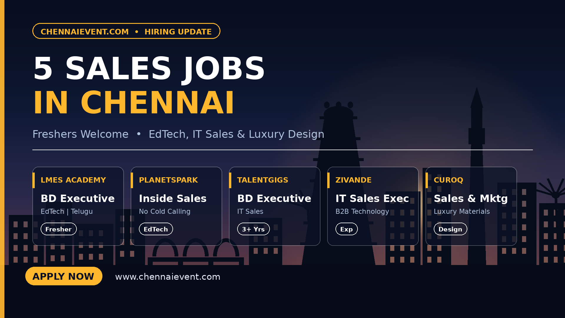 fresher jobs in Chennai